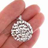 Medium Shema Sh'ma Yisrael Round Frameless 3D Pendant Necklace Silver Rolo Chain