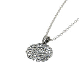 Small Shema Sh'ma Yisrael Round Frameless 3D Pendant Necklace Silver Rolo Chain