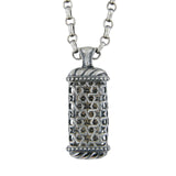 Open Window Mezuzah Pendant Necklace Silver Shema scroll on Antique Rolo Chain