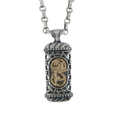 Winged Lion of Judah Mezuzah Pendant Necklace Silver 14K gold Shema scroll on Antique Rolo Chain