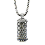 Winged Lion of Judah Mezuzah Pendant Necklace Silver 14K gold Shema scroll on Rounded Box Chan