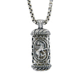 Winged Lion of Judah Mezuzah Pendant Necklace Silver Shema scroll on Rounded Box Chan