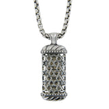 Winged Lion of Judah Mezuzah Pendant Necklace Silver Shema scroll on Rounded Box Chan