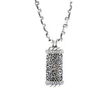 Open Window Floral Filigree Mezuzah Pendant Necklace Silver Shema scroll on Antique Rolo Chain