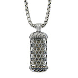 Mezuzah Shin Pendant Necklace Silver 14K gold Shema scroll on Rounded Box Chan