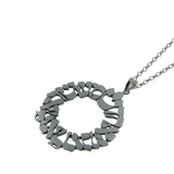 Large Circilar Shema Sh'ma Yisrael Pendant Necklace Silver Rolo Chain