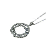 Medium Circilar Shema Sh'ma Yisrael Pendant Necklace Silver Rolo Chain