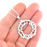 Medium Circilar Shema Sh'ma Yisrael Pendant Necklace Silver Rolo Chain