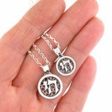 Chai Pendant Necklace Silver Rolo Chain