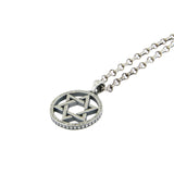 Star of David Pendant Necklace Silver on Antique Rolo Chain