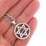 Star of David Pendant Necklace Silver on Antique Rolo Chain