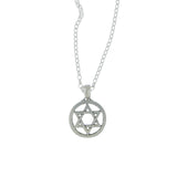 Star of David Pendant Necklace Silver Rolo Chain