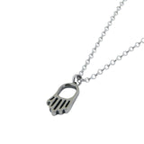 Hamsa Pendant Necklace Silver Rolo Chain