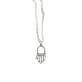 Hamsa Pendant Necklace Silver Rolo Chain