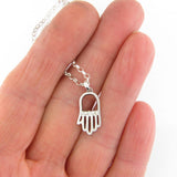 Hamsa Pendant Necklace Silver Rolo Chain