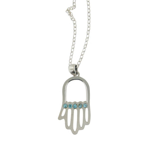 Hamsa Pendant Necklace Silver Rolo Chain