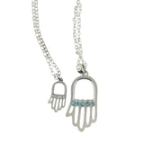 Hamsa Pendant Necklace Silver Rolo Chain