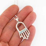 Hamsa Pendant Necklace Silver Rolo Chain