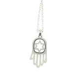 Hamsa Pendant Necklace Silver Rolo Chain