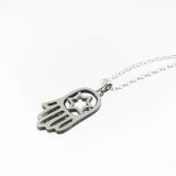 Hamsa Pendant Necklace Silver Rolo Chain