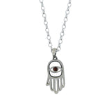 Hamsa Pendant Necklace Silver Rolo Chain