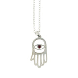Hamsa Pendant Necklace Silver Rolo Chain