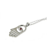 Hamsa Pendant Necklace Silver Rolo Chain