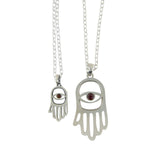 Hamsa Pendant Necklace Silver Rolo Chain