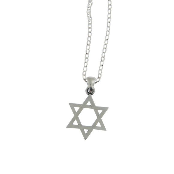 Star of David Pendant Necklace Silver on Delicate Cable Chain