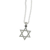 Star of David Pendant Necklace Silver on Delicate Cable Chain