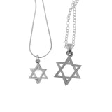 Star of David Pendant Necklace Silver on Delicate Cable Chain