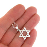 Star of David Pendant Necklace Silver on Delicate Cable Chain