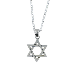 Star of David Pendant Necklace Silver on Rolo Chain