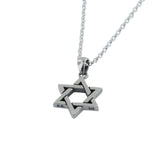 Star of David Pendant Necklace Silver on Rolo Chain