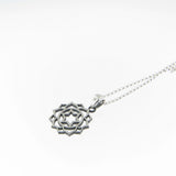 Small Frameless Lotus Star of David Pendant Necklace Silver on Rolo Chain