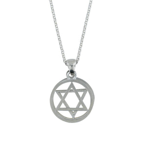 Star of David Pendant Necklace Silver on Rolo Chain