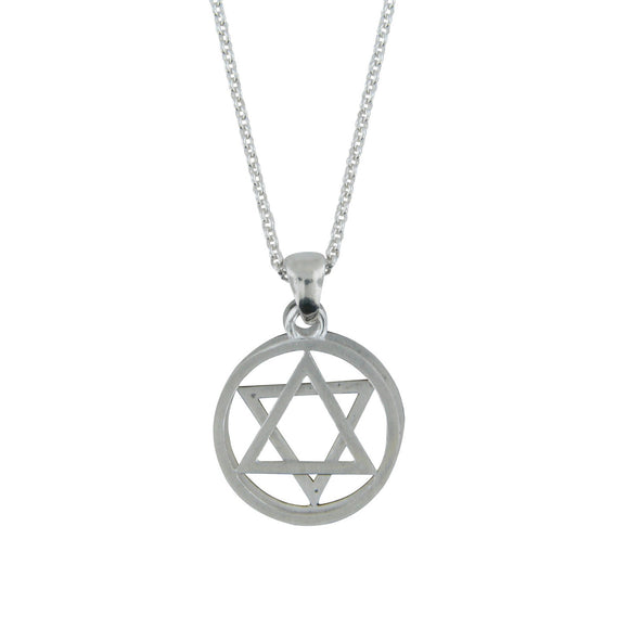 Star of David Pendant Necklace Silver on Rolo Chain