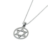 Star of David Pendant Necklace Silver on Rolo Chain