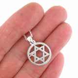 Star of David Pendant Necklace Silver on Rolo Chain