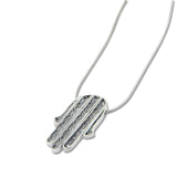 Hamsa Pendant Necklace Silver Snake Chain 1mm