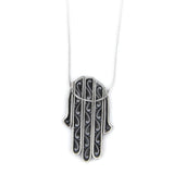 Hamsa Pendant Necklace Silver Snake Chain 1mm
