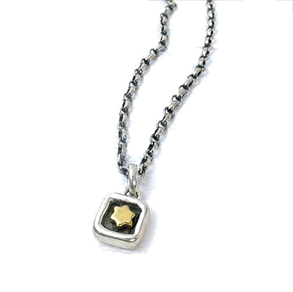 Star of David Pendant Necklace Silver Vermeil Antique Rolo Chain