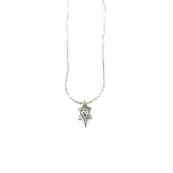 Star of David Pendant Necklace Silver Snake Chain 1mm