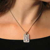 Tree of Life Rectangle Pendant Necklace Silver Snake Chain 1.6mm