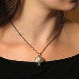 Large Pomegranate Hidden Star of David Pendant Necklace Silver Garnet Antique Rolo Chain